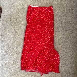 Anthropologie Maeve Red and White Maxi Trumpet Skirt
